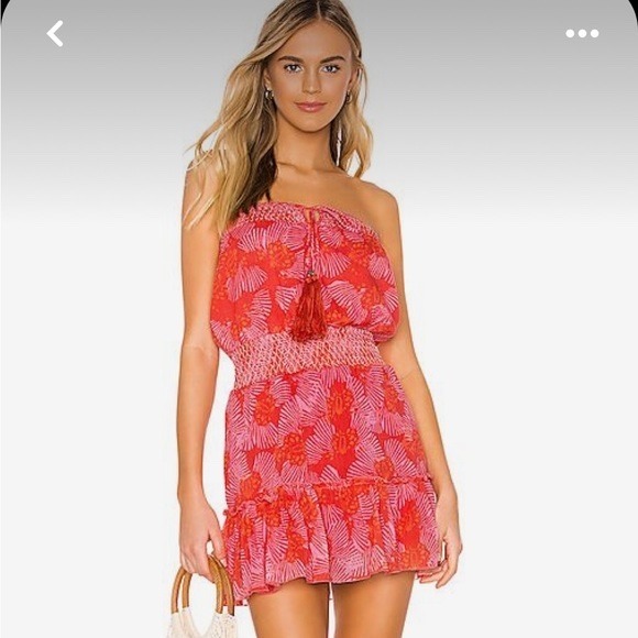 Karina Grimaldi Red Butterfly Print Mini Dress Strapless Tassel Revolve M‎ - Picture 2 of 9